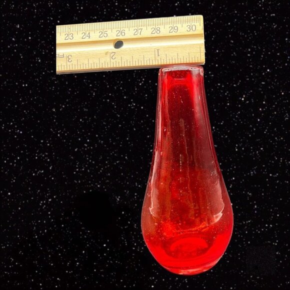 Studio Art Glass Red Controlled Bubble Small Bud Vase 5”T 1”W - Picture 5 of 9
